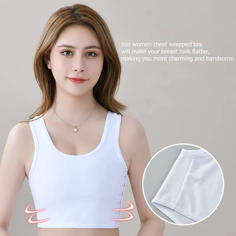 Women Breast Binder Tomboy Lesbian Corset Trans Vest Summer Side Buckle Short Tank Top Underwear Shaper Bustier Chest Binder