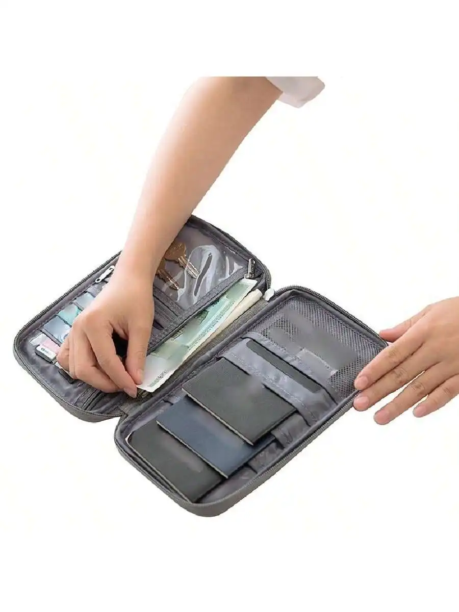 1PC Portable Travel Airplane Bag, Business Trip Passport Bag, Multi Functional Document Storage Bag