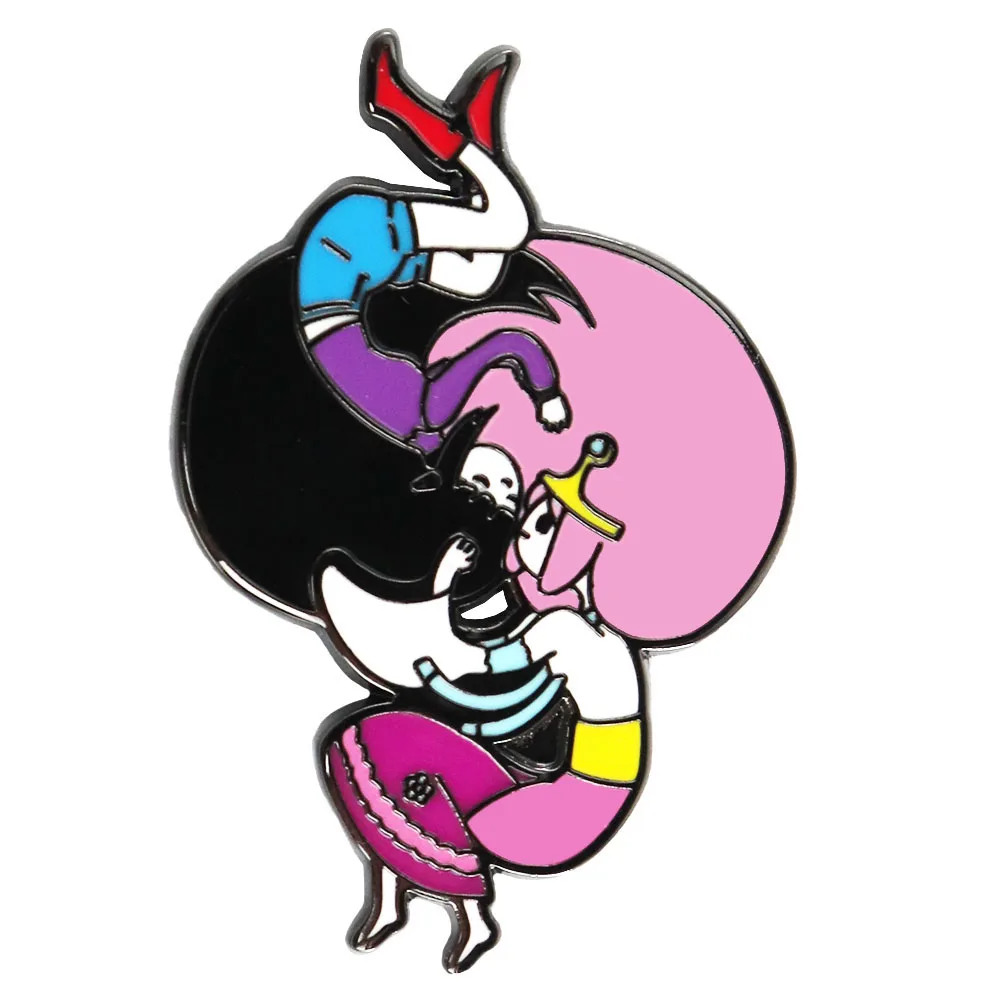Pin esmaltado Marceline y Princess Bubblegum, insignia lesbiana, Pin de personaje de Anime lindo