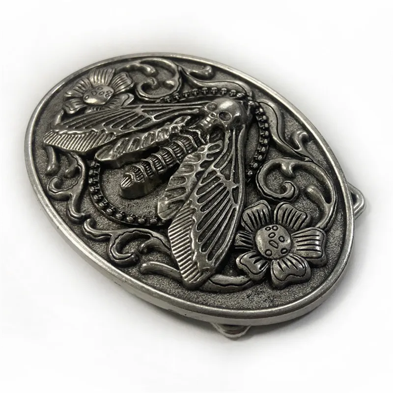 Western Cowboy Moth Skull Gürtelschnalle – modisches, einzigartiges Design-Lederaccessoire für Herren