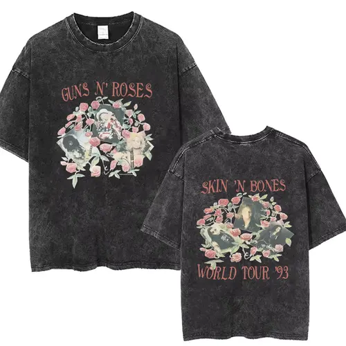 Imagen 2 del producto Camiseta Vintage de banda de Rock Gun N Rose Wasehd para hombre y mujer, ropa de calle gótica de Metal Rock, camisetas informales de manga corta de gran tamaño para hombre