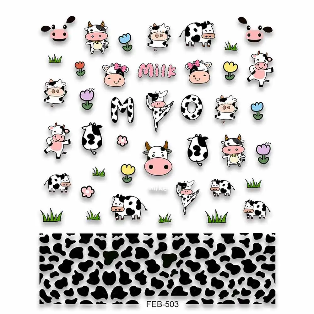 Cows 5D Nail Stickers Stickers Para Uñas 스티커 Nail Design