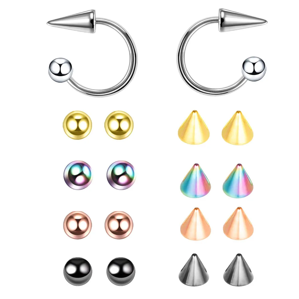 2Pcs Stainless Steel Piercing Lip Ring Lip Studs Fashion Gothic Nose Piercing Ring Belly Button Ring Lip Piercing Body Jewelry