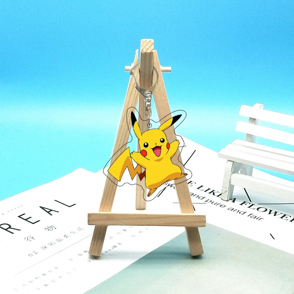 Cute Pokémon Pikachu Psyduck Anime Peripheral Acrylic Figure Display Keychain Charm Accessories Key Ring Friends Girl Gift view 2