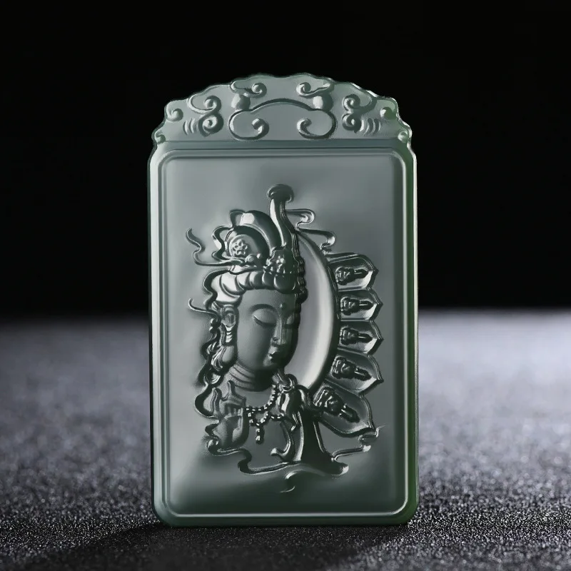 

Fine Jewelry Natural Hetian Nephrite Jade Qingyu Guanyin Jade Pendant for Men