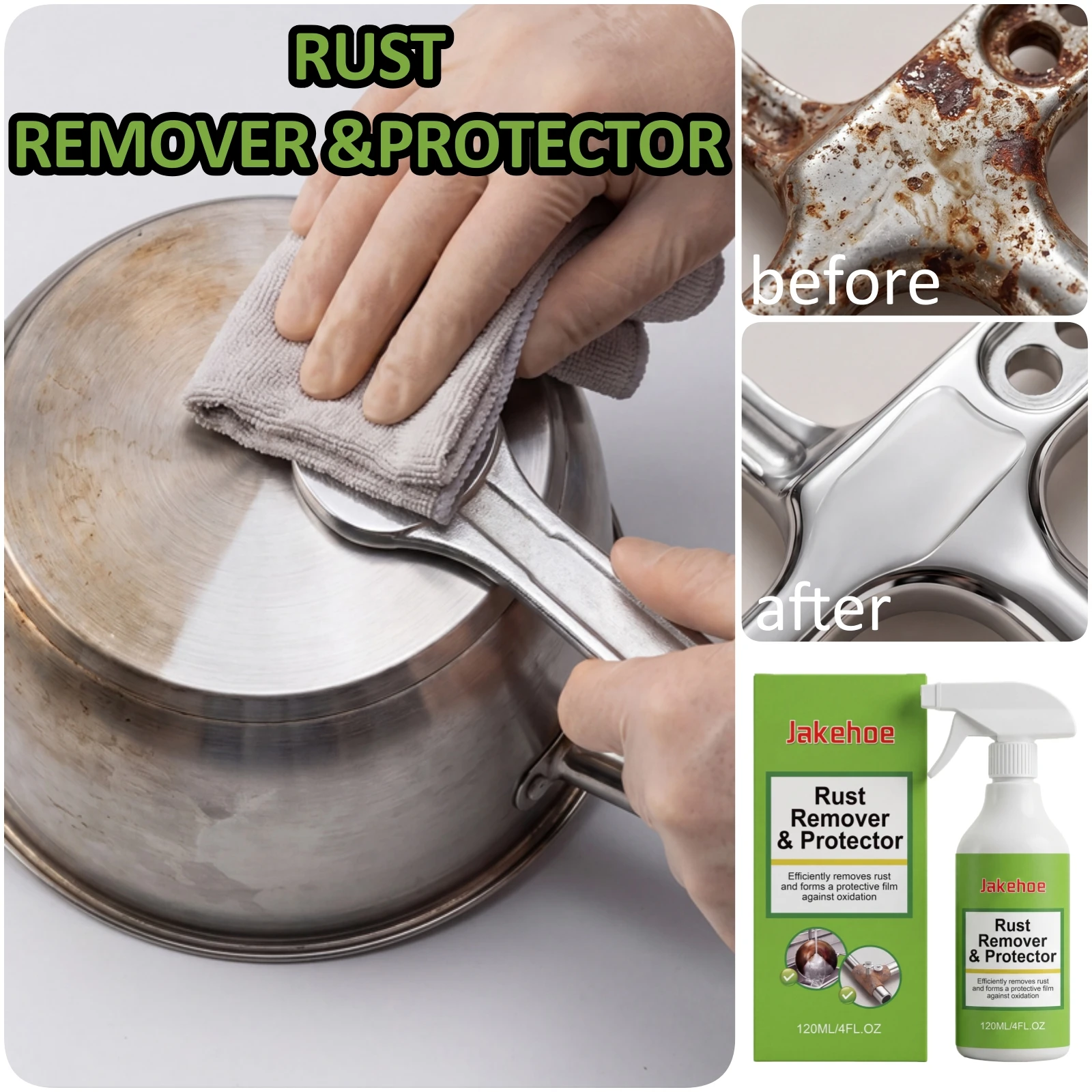 2‑In‑1 Metal Rust Treatment Spray Fast Stain Stripping Antioxidation For Fittings Hardware Metal Parts Oxidation Clean Reagent
