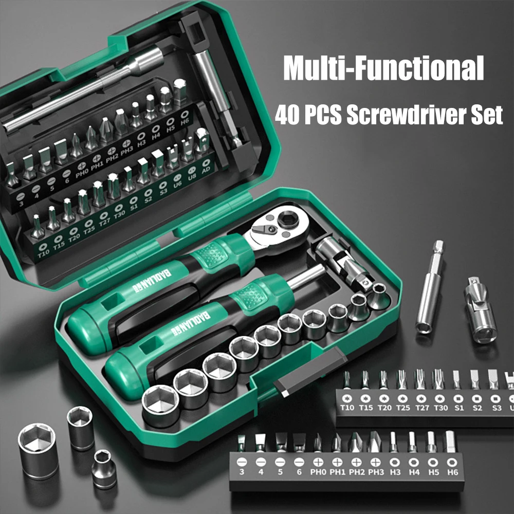 

Набор инструментов для ремонта дома: 40 предметов, отвертки, трещотка, магнитные насадки