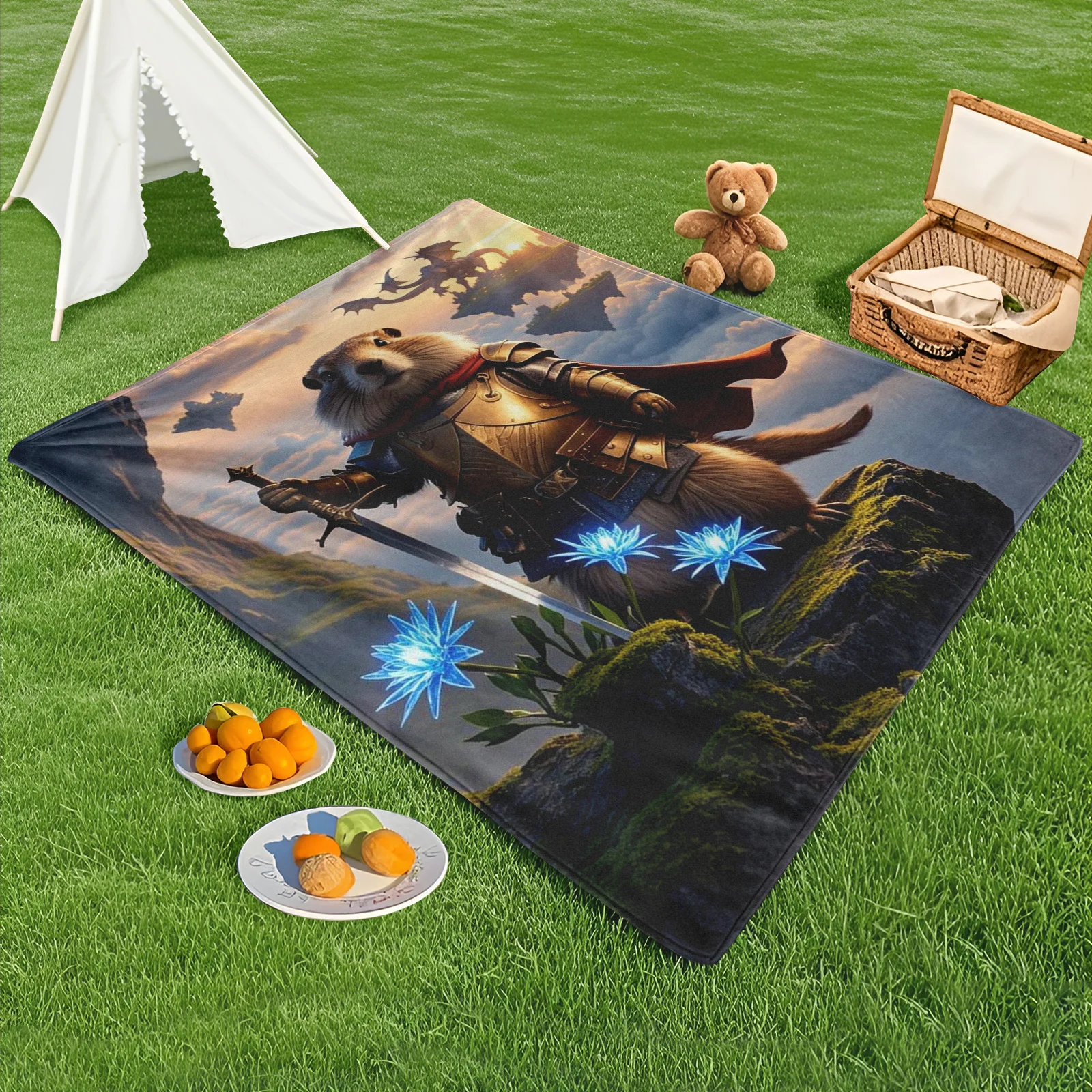 Одеяло Groundhog Knight с накидкой Cliffside Design для использования на открытом воздухе с тематикой героев и тяжелых приключений
