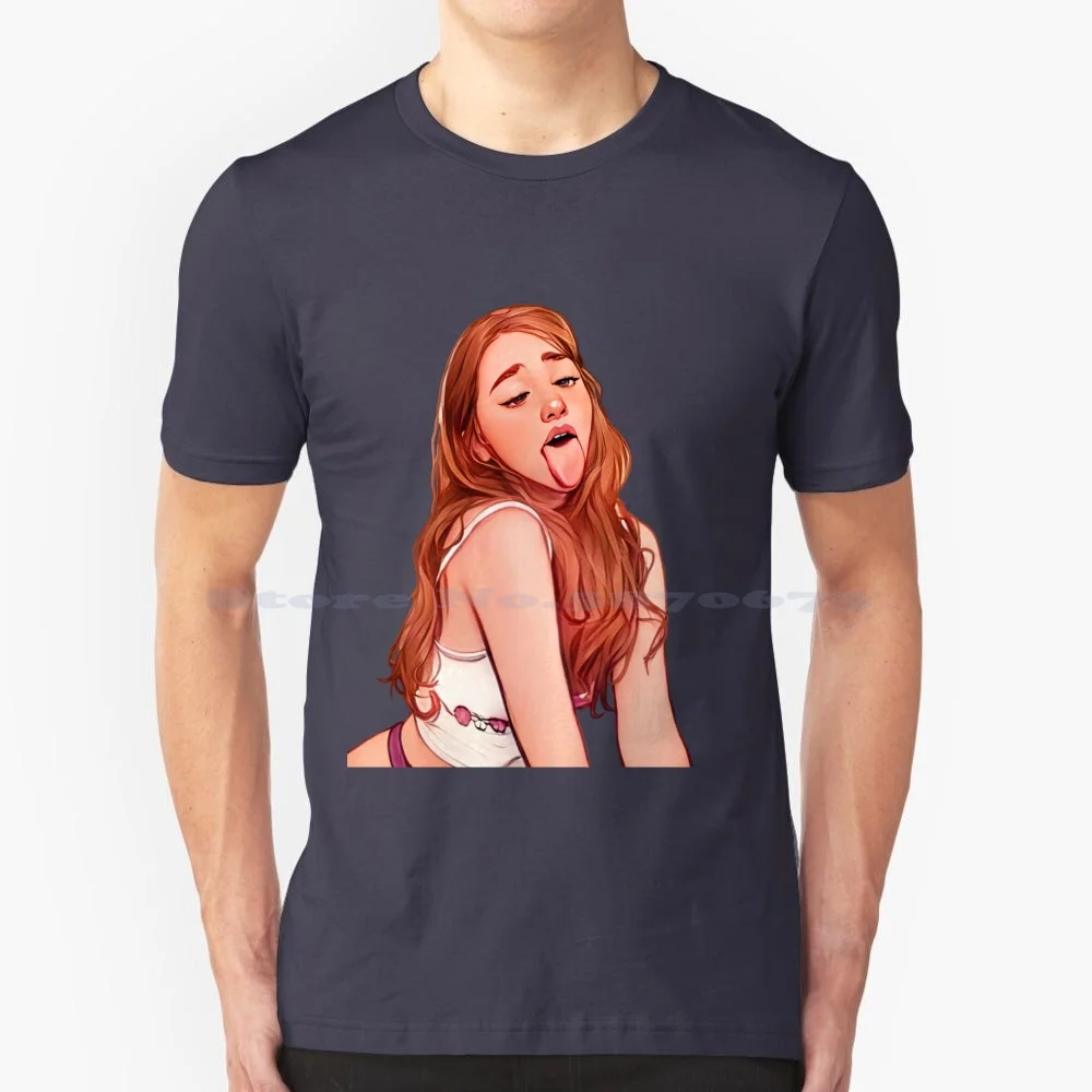 Cute Redhead Girl Sticking Tongue Out T Shirt 100% Cotton Tee Cute Girl Redhead Fan Art Ph Only Fans Onlyfans