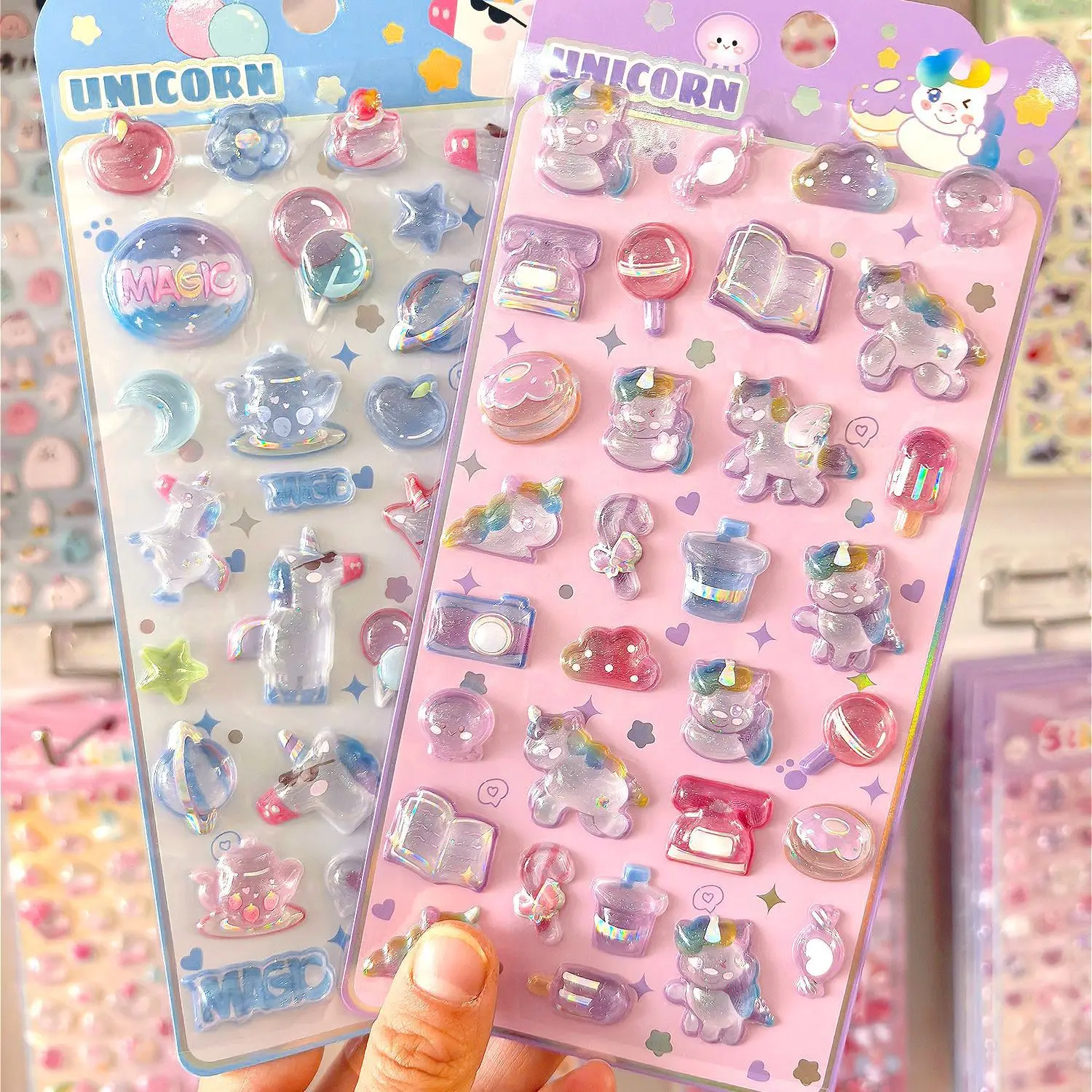 

Милые 3D-наклейки с клубникой, кроликами и единорогами для скрапбукинга, обмена наклеек, чехлов для телефонов и школьных принадлежностей