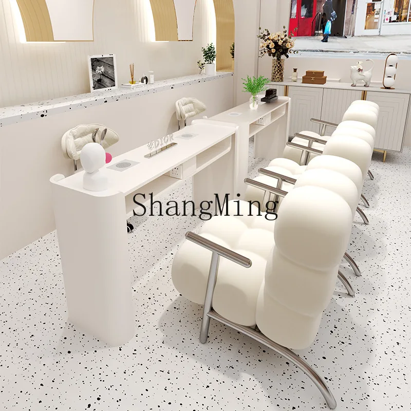 SM ترقية الفولاذ المقاوم للصدأ كريم الرياح طاولة مانيكير وكرسي مجموعة جزءا لا يتجزأ من مكنسة كهربائية المقبس طاولة مانيكير