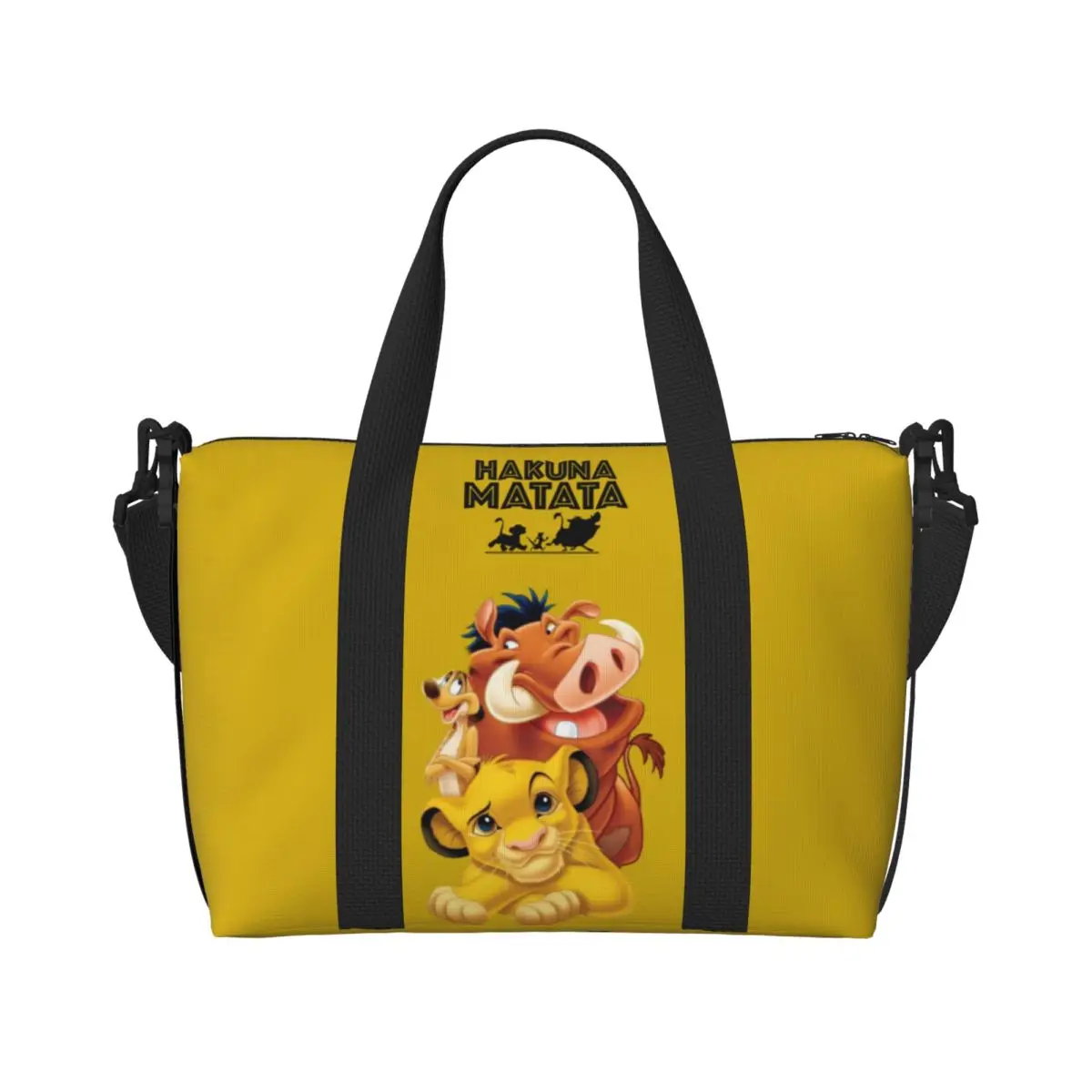 Custom Simba Pumbaa The Lion King Grocery Tote Shopping Bags Women Large Capacity Hakuna Matata Gym Beach Travel Bags