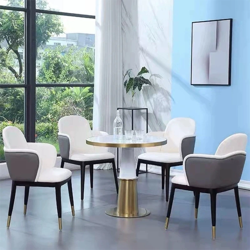 & Modern Design Rock Slab Dining Table Chairs Wood Panel Restaurant Furniture for Coffee Shop Cafe Living Room Hotel Outdoor Use