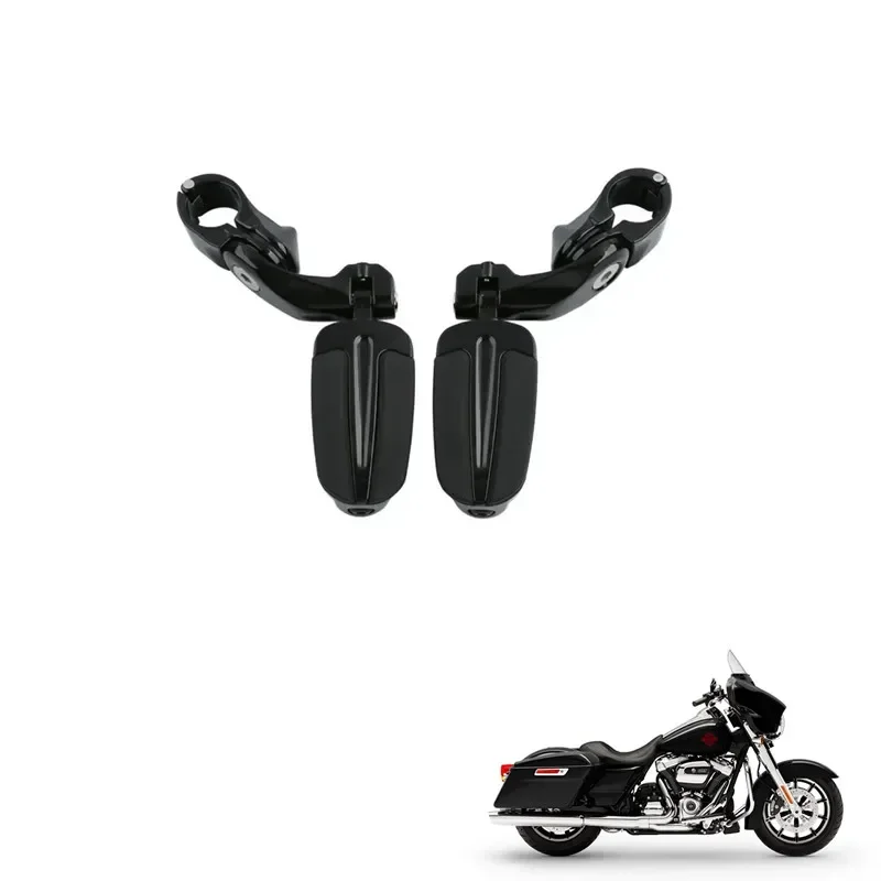 

For Harley Road Street Electra Glide Moto Acsessories Foot Pegs Rests & 1.25" Short Angled Adjustable Mount