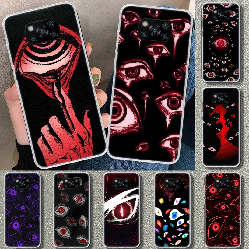 Scary Face Eyes Phone Case Cover for Xiaomi Poco X6 X5 X4 X3 Nfc X7 F6 Pro F5 F4 Gt F3 M5S M5 M4 M3 Art Print Coque X6 X5 X4 X3 