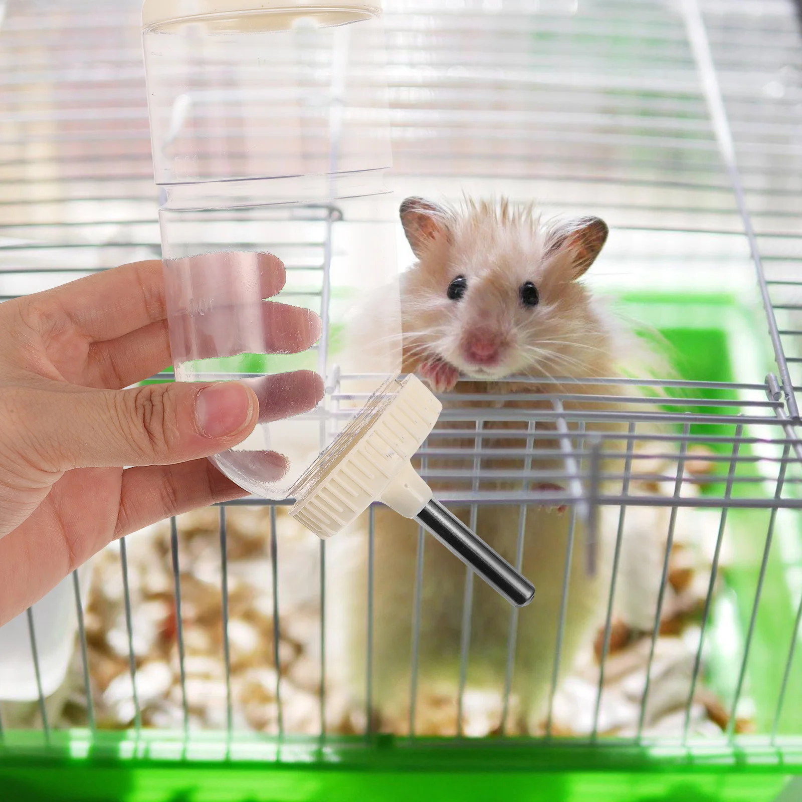 

2Pcs Pet Water Bottle 300ML White Anti Leak Easy Clean Rolling Bead Design Stable Hanging Type Plastic No Odor for Hamster