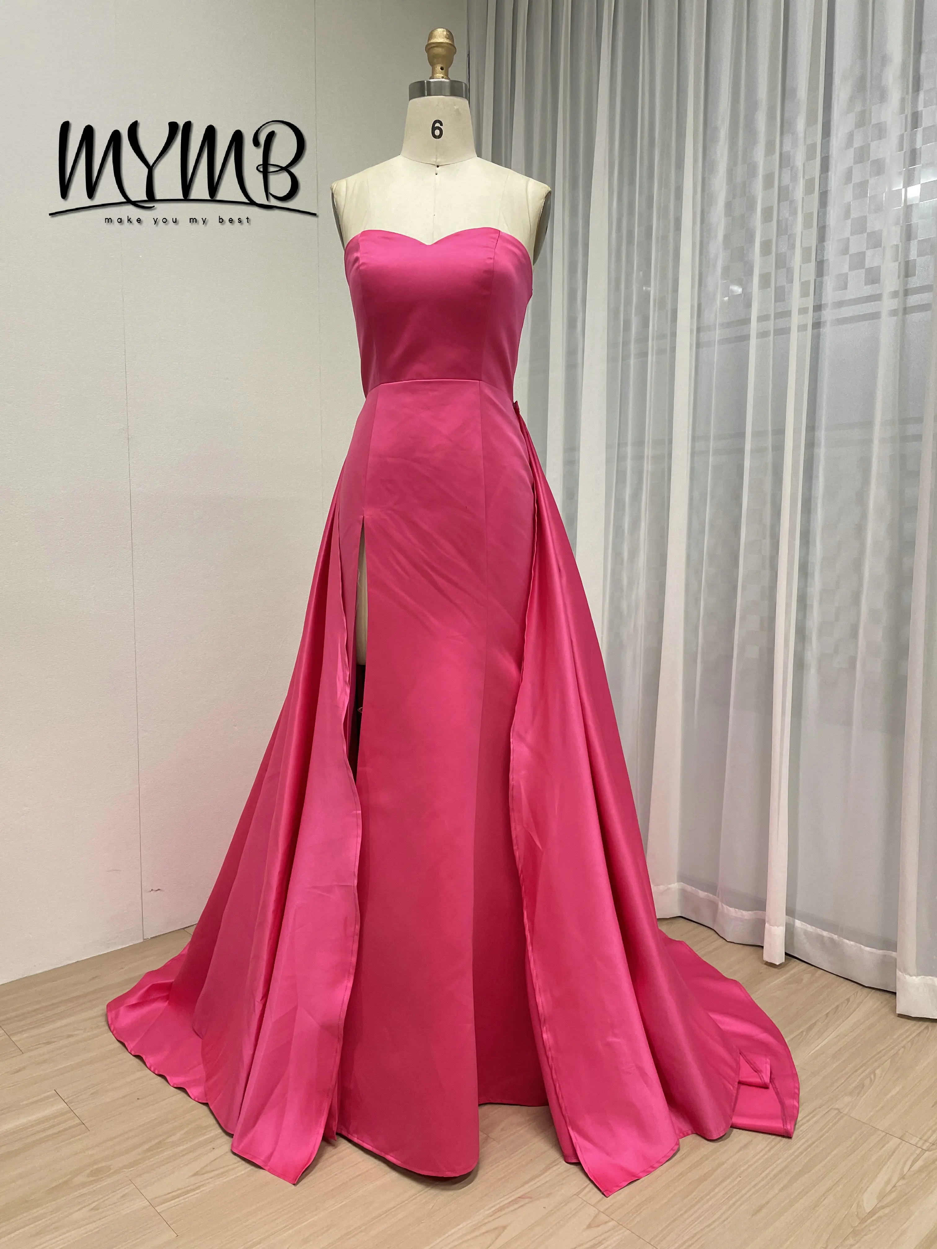 MYMB Zomer Vrouwen Jurk Ruche uit de Schouder Lange Mode Casual Satijnen Jurk Elegante Partij Formele Prom Avondjurk MY30162