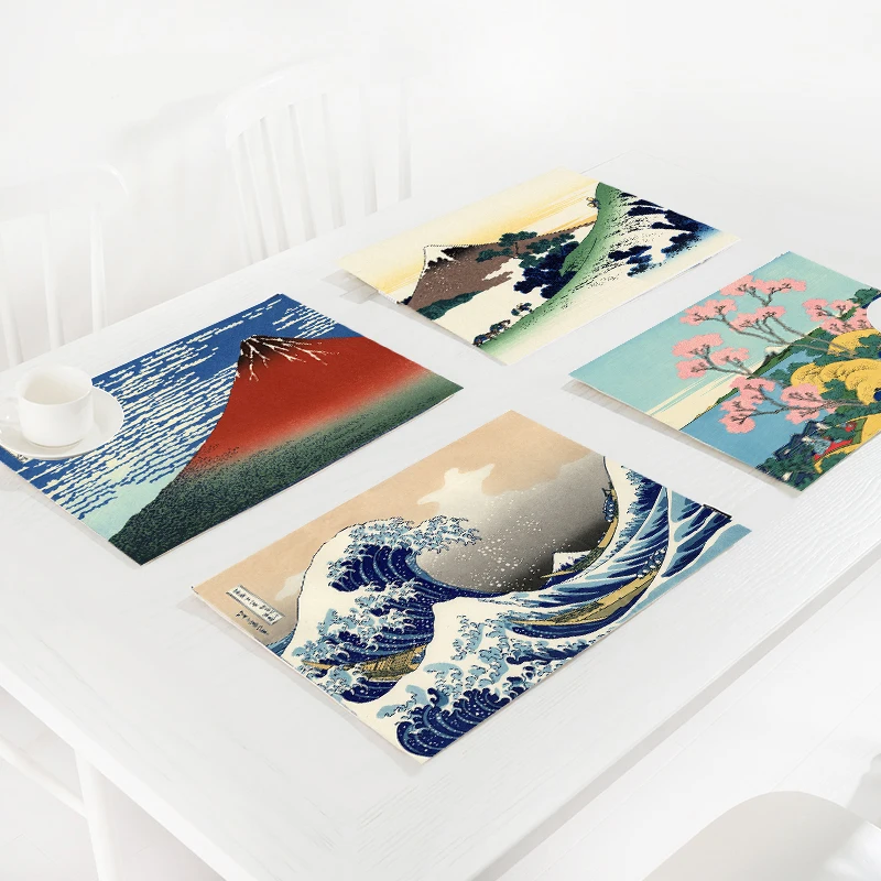 

Japanese cotton and linen placemats non-slip insulation mats Western dining table bowl mats thickened coasters