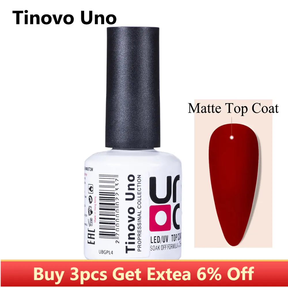 Tinovo Uno Matte Top Coat 12ML UV Gel Nail Polish Primer Soak Off Topcoat No Wipe Glossy Matt Varnishes for Nailart Decorations