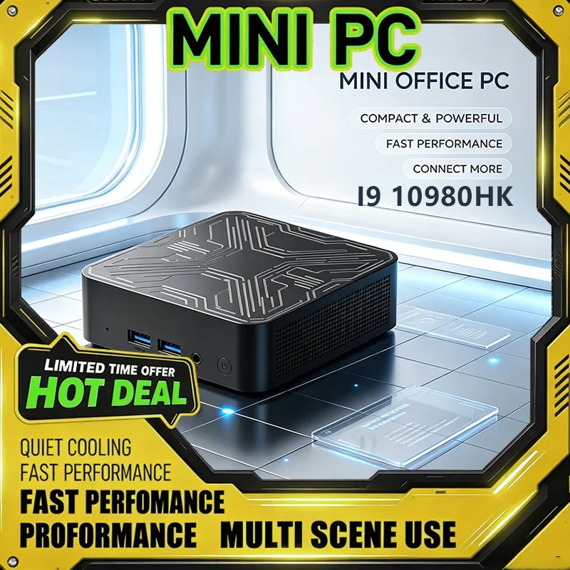 Mini PC Intel I9-10980HK Processor Small Desktop Computer Multiple Connection Ports for Office Home Gaming And Study