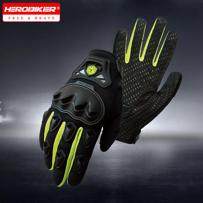 

Motorcycle Gloves Mesh Breathable Motocross Racing Gloves Full Finger Fall Prevention Cycling Gloves Non-slip Knuckle Protection