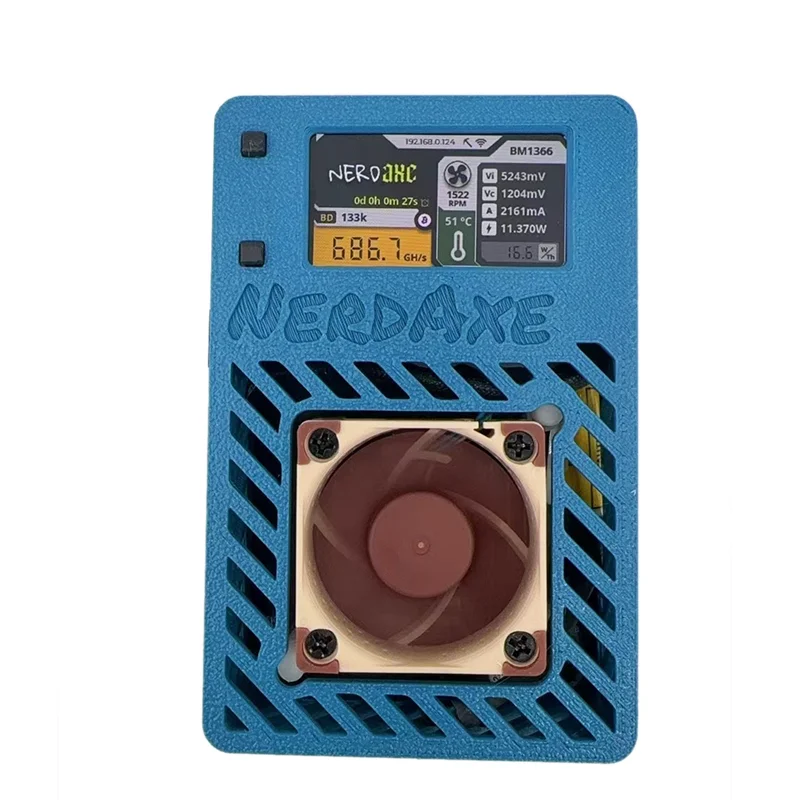 

Nerdaxe Miner 500Gh/S BM1366 ASIC Chip Nerdminer Bitaxe BTC Miner Solo Lottery Miner Super Silent Fan AU PLUG-Y18A