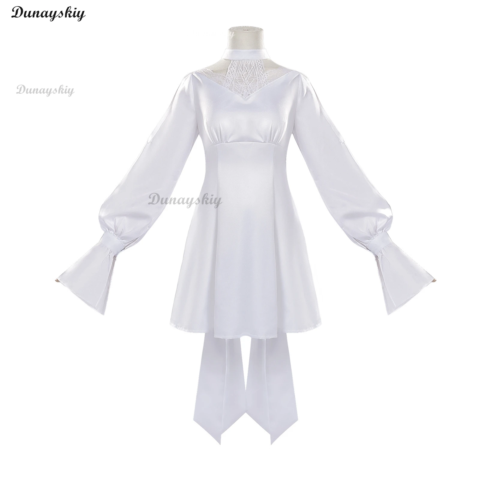 Gioco Anime FF14 Ryne Lolita Minfilia Costume Cosplay Bianco Carino Abito in pizzo Parrucca Capelli lunghi lisci Festa di Natale personalizzata
