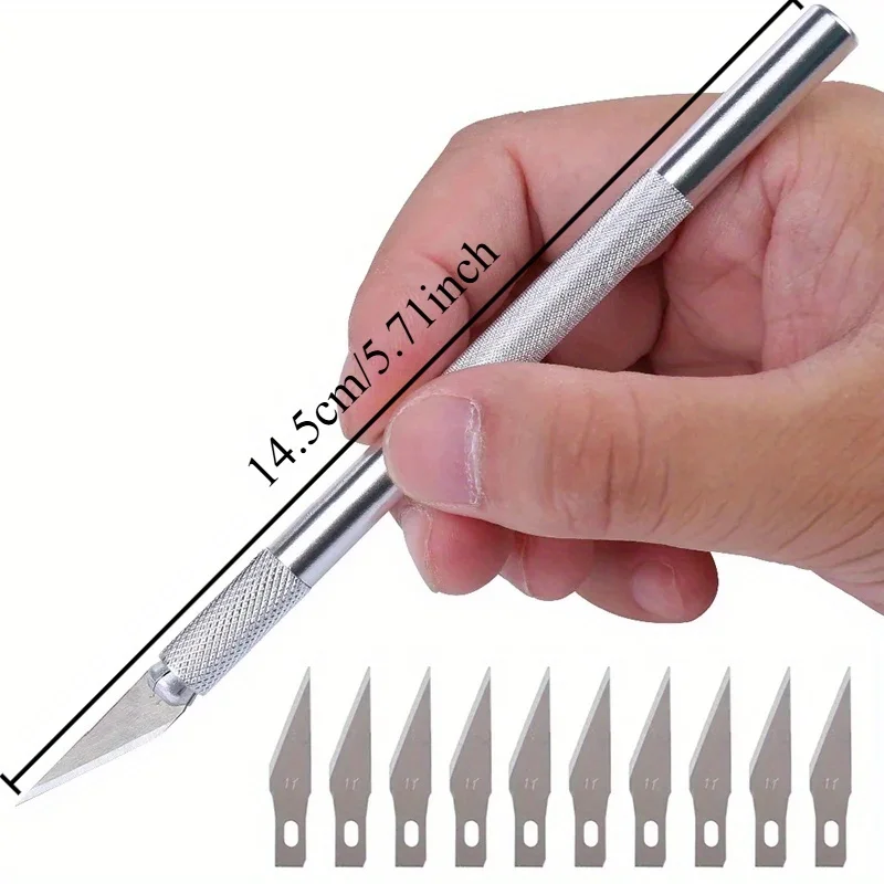 عدم الانزلاق المعادن مشرط سكين أدوات عدة الة قطع الورق النقش الحرفية السكاكين 2 + 40 قطعة شفرات الهاتف المحمول PCB DIY بها بنفسك إصلاح الأدوات اليدوية #3