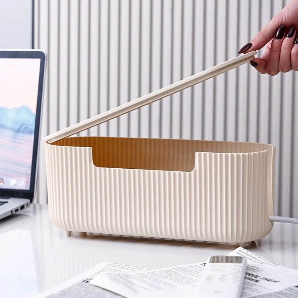 Quality Desktop Cable Storage Box with Lid Dustproof Socket Storage Box Multi-Functional Power Strip Storage Box Household