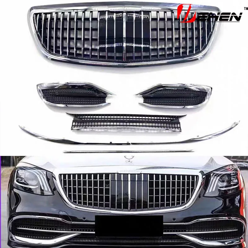 Maybach Enclosed Grille is fitted to Mercedes-Benz S-Class S320L S350L S400L S450L W222 Model 2014-2020 Front car Radiator Grill