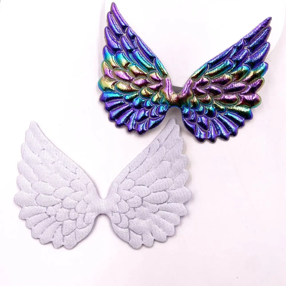 Colorful Glitter PU Big Angel Wings Patches Wedding  Appliques for Clothing  DIY Hair Clip Accessories Craft E40