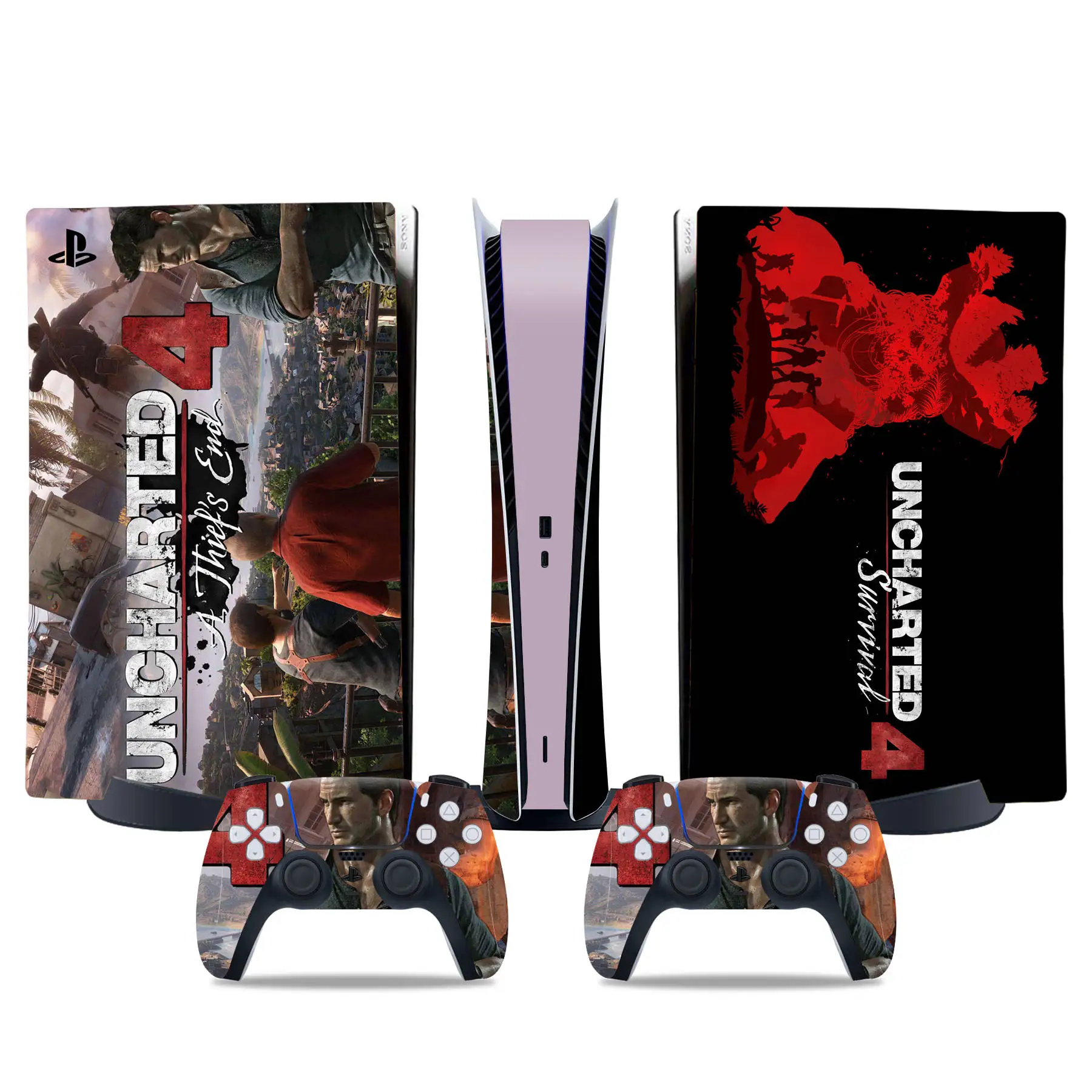 PS5 الشارات الرقمية وحدة التحكم والتحكم ملصقا الجلد ، اكسسوارات الفينيل ، Uncharted 4