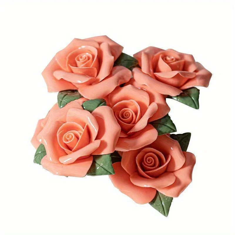 6 Handmade Ceramic Rose Bouquets, Artificial Stems, Timeless Roses That Do Not Fade Or Pollute, High Quality, DIY Home