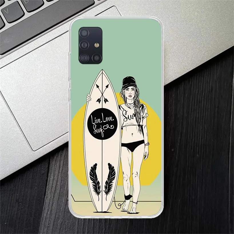 Surf Board Aesthetic Soft Silicone Phone Case For Samsung Galaxy A50S A51 A70 A71 A41 A31 A21S A11 A10S A20E A30S A40 A6 A7 A8 A