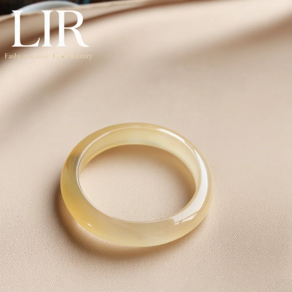 

LIR Premium Honey-Yellow Chalcedony Agate Bracelet Natural Trans lucent Shine ClassicDesign Women's Fine Jewelry Gift Box