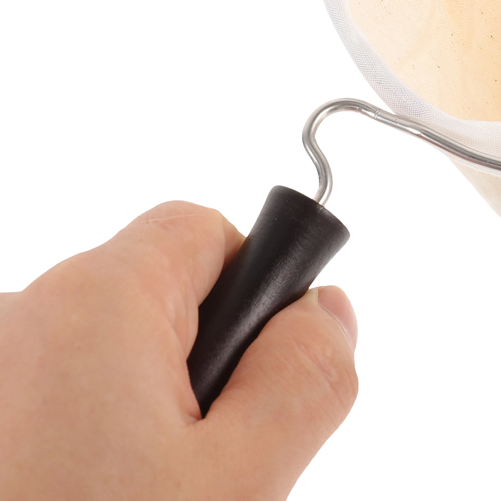 

1pc Coffee Filter Bag Flannel Cloth Coffee Strainer Reusable Tea Strainer Pouch With Steel Ring Wood Handle For Home Use