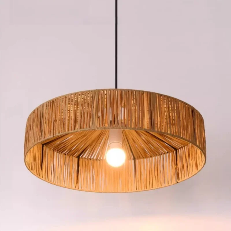 مزرعة نسج قلادة السقف مصباح اليابان فندق مطعم طاولة مستديرة Led مصباح السقف غرفة المعيشة Led الثريا للديكور