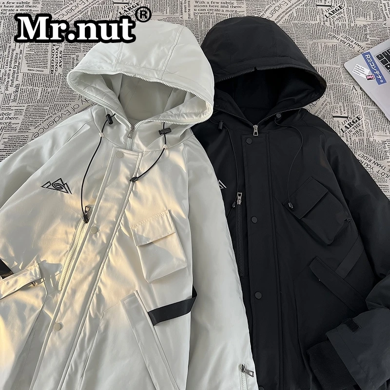 Mr.nut Winter Jacket for Men Outdoor Jackets Waterproof Multi-pocket New Ski Suit Thickened Climbing Suit Thermal Camping Hoodie