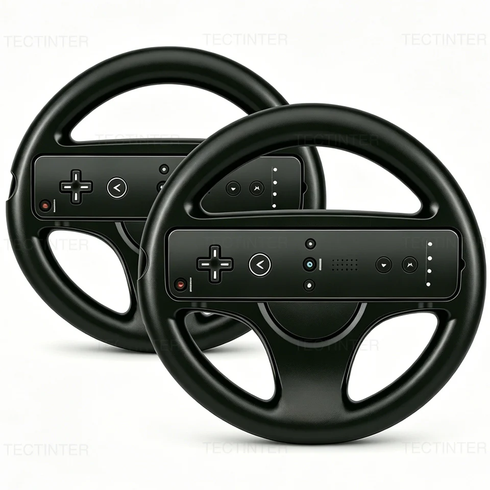 Volante de Carreras para Nintendo Wii, Control Remoto, Negro y Blanco, Volante para Juegos Wii, Accesorios