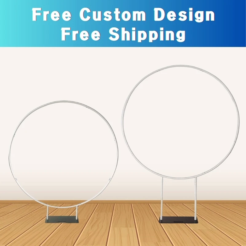 

Circle Balloon Aluminum Backdrop Stand Arch Frame Print Round Backdrop Fabric Cover For Wedding Birthday Baby Shower Party Decor