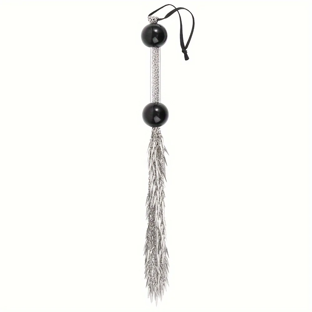 Pequeno Pepple Pandent Tassel Metal Whip, brinquedos adultos do sexo para mulheres e casais prazer Whip, Fine Holding Handle Restauração, tapa