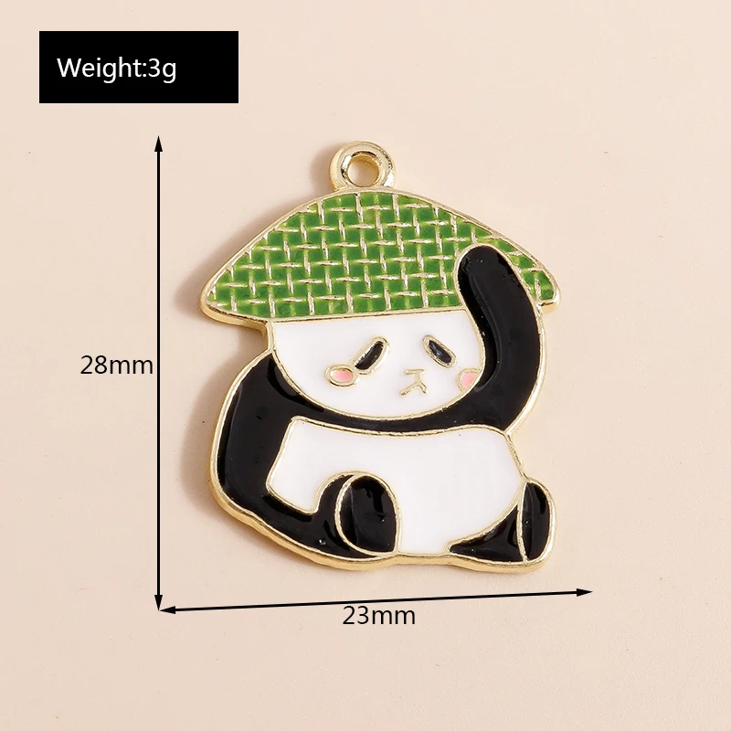 20 Stück Cartoon-Tier-Anhänger aus Emaille, Panda-Bambus-Charms für die Herstellung von Halsketten, Ohrringen, DIY-Bastelarbeiten, Schmuckzubehör – Detail 5