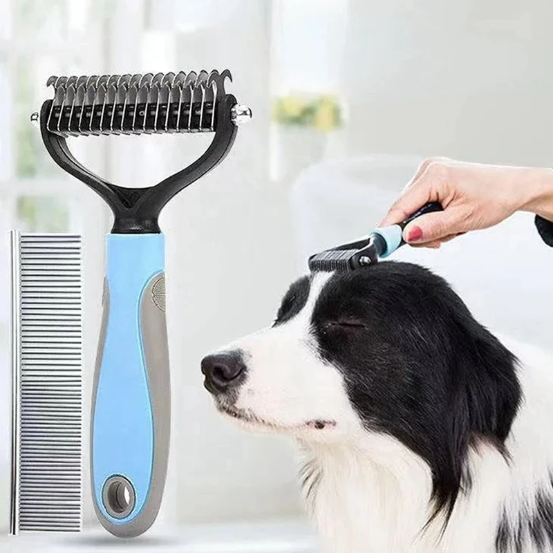 For Long Unkempt Hair Removal Comb Pet Spray Comb Dog Brush Grooming Cat Fur Trimming Pad Remover Brush Beauty Tool Blue S