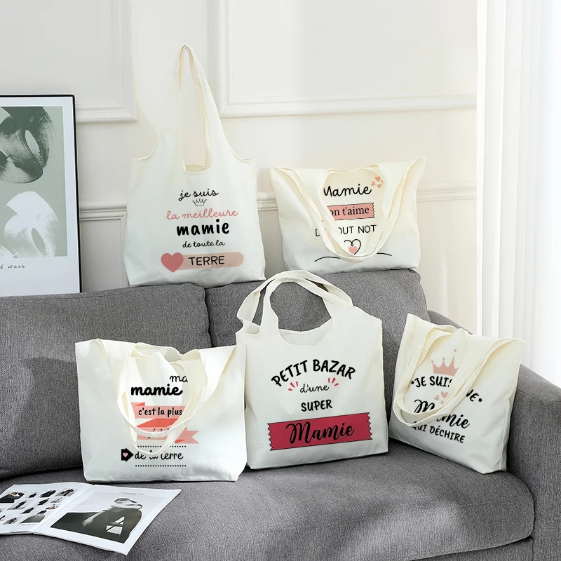 

1 pc super mamie pattern Tote Bag Literature Shoulder Bag Illustration Girl Book Bag Travel Harajuku Handbag Grandma's Day gift