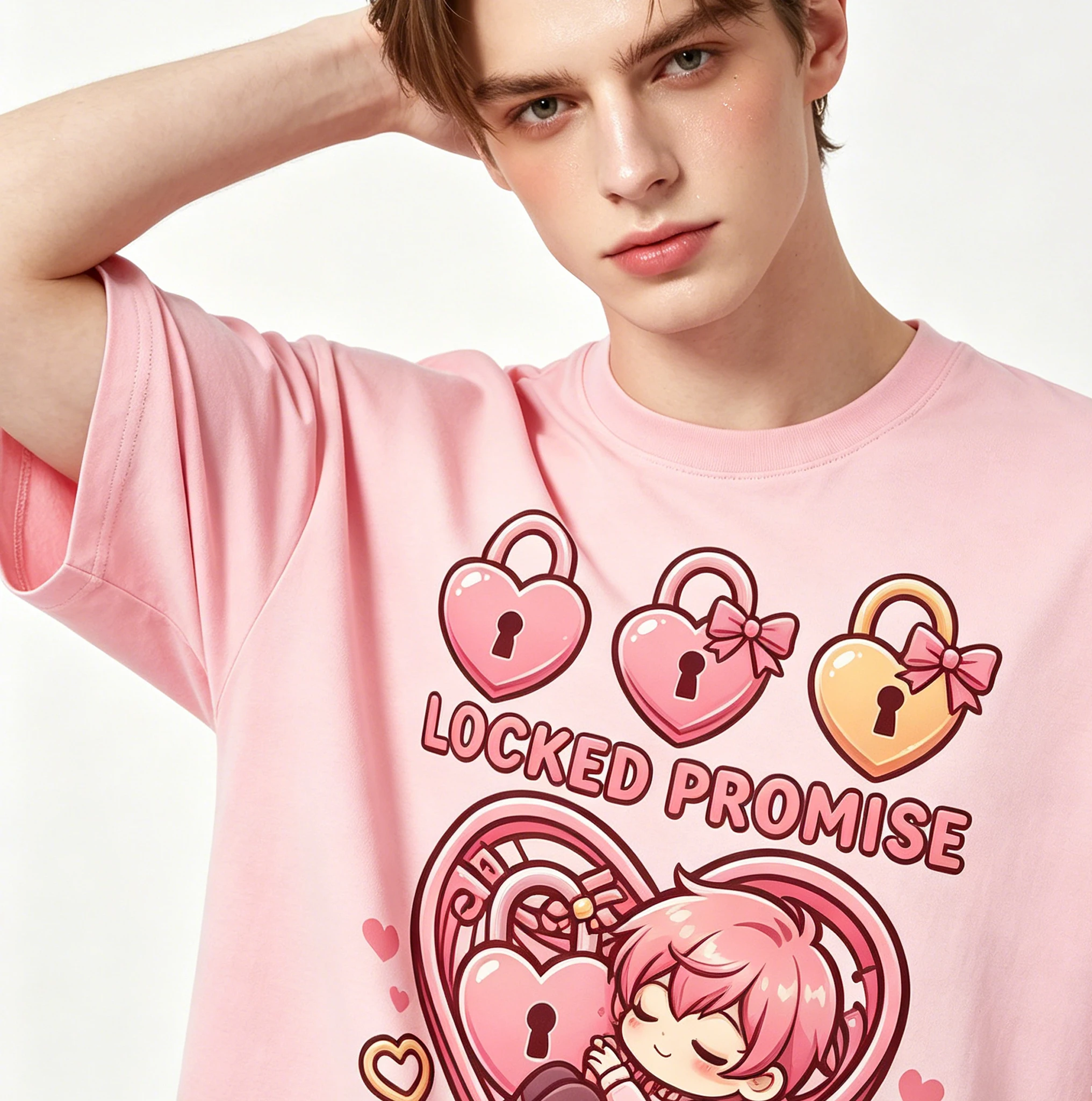 LGBT Street Black Cotton Locked Femboy Chastity Cage Tshirt Adorable Toy Catboy Mini Silicone Cage Submissive Crossdresser Tee