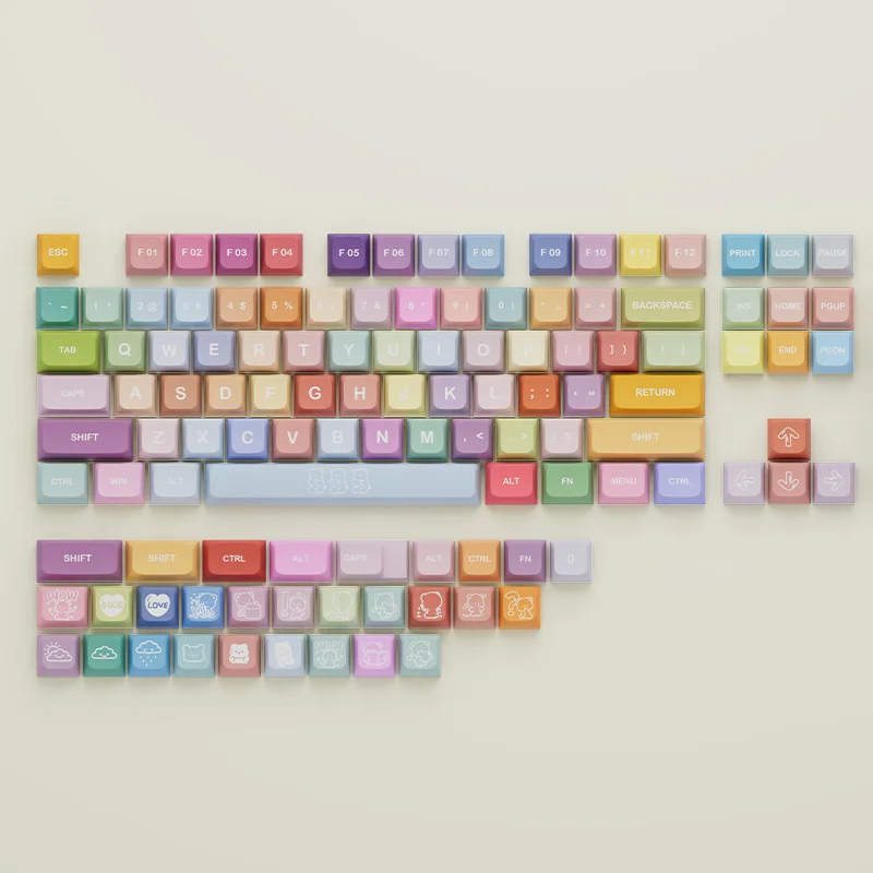

133 клавиши Gummy Bears PBT Keycap XDA Profile Color Cute XDA Key Cap для MX Switchche Пользовательские механические игровые колпачки для клавиатуры DIY Dye
