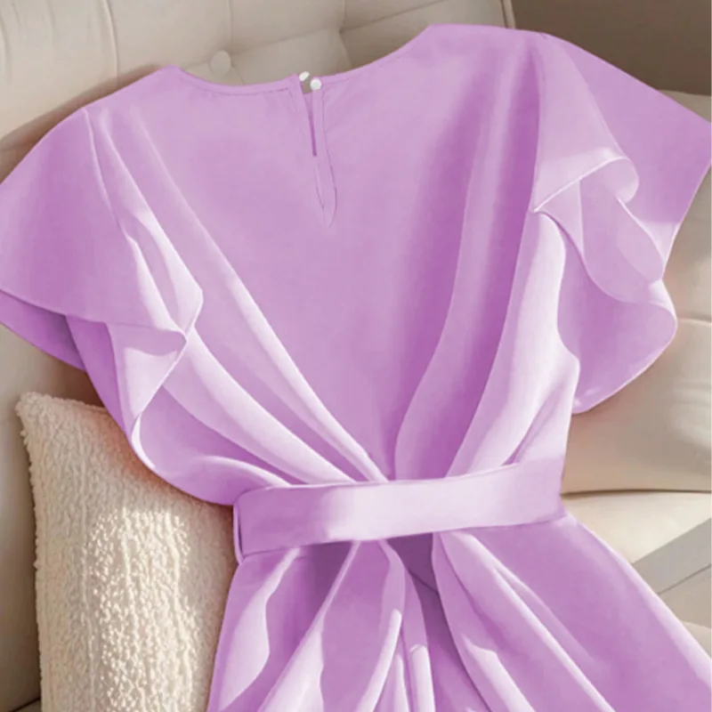 Chemises pour femmes de Style euro-américain, chemisier fin élégant à manches courtes avec ruban et cordon de serrage, été 2025