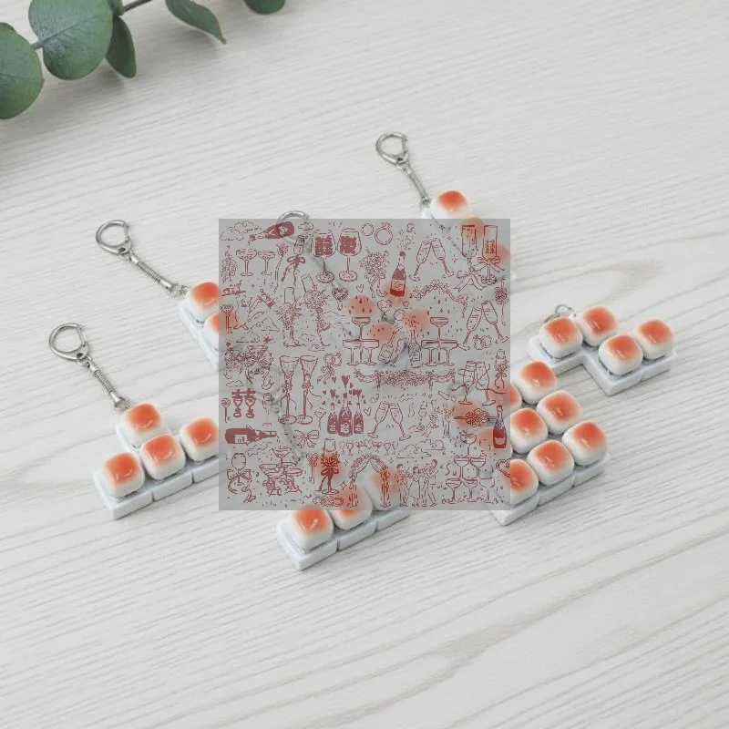 Relaxing Caramel Bread Design Fidget Keychain DIY Keyboard Keycap Finger Keyboard Cap Relief Stress Pass The Time Clicker Adult