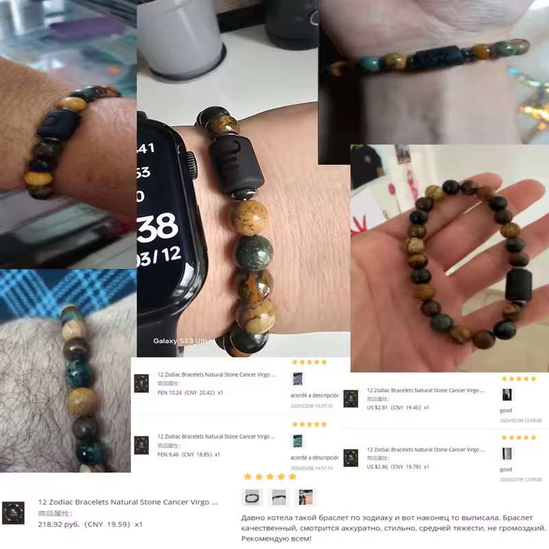 12 Zodiac Bracelets Natural Stone Cancer Virgo Leo Libra Bracelet Couples Friendship Gifts Bracelets jewelry pulsera hombre - Image 3