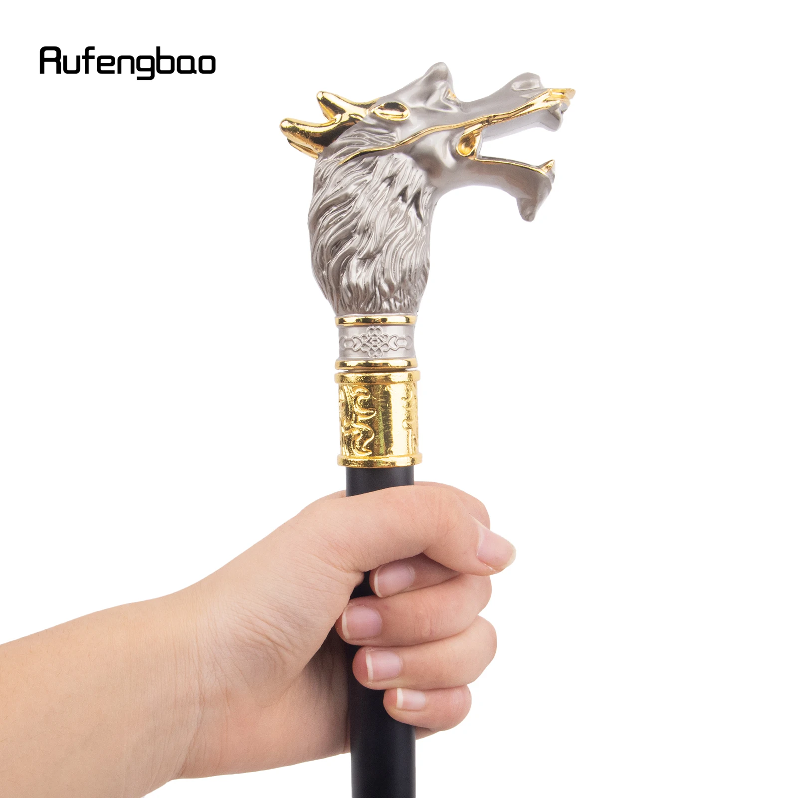 Dull White Black Luxury Dragon Head Walking Cane Fashion Decorative Walking Stick Gentleman Elegant Cosplay Cane Crosier 93cm